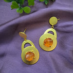 Load image into Gallery viewer, Ekani Aiza Contemporary Gold Toned Semi Precious Druzy Stone Earrings
