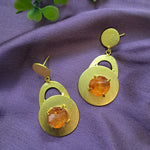 Load image into Gallery viewer, Ekani Aiza Contemporary Gold Toned Semi Precious Druzy Stone Earrings
