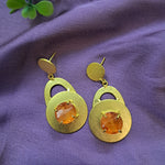 Load image into Gallery viewer, Ekani Aiza Contemporary Gold Toned Semi Precious Druzy Stone Earrings
