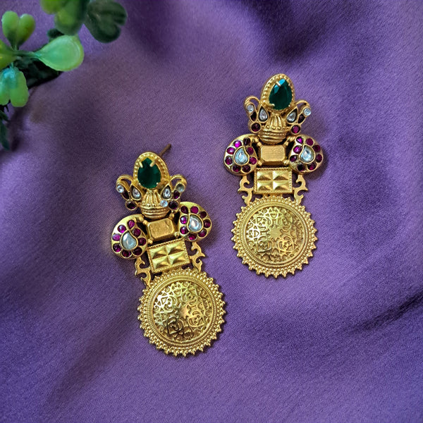 Ekani Shayna 1 Gram Gold Polish Kundan Stone Earrings