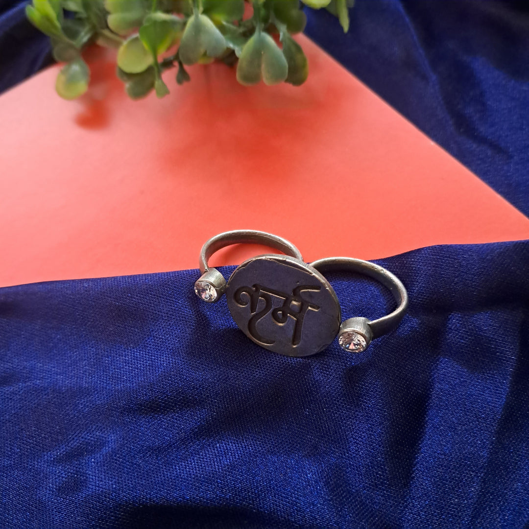 Ekani Karma Brass Alloy Adjustable Finger Silver Ring