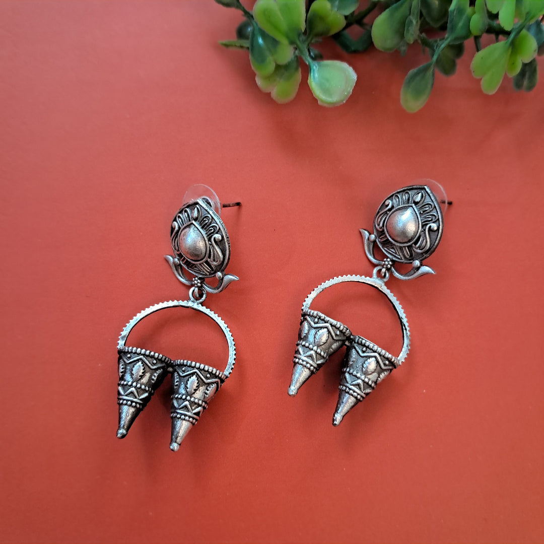 Ekani Anandita Quirky Silver Replica Brass Earrings