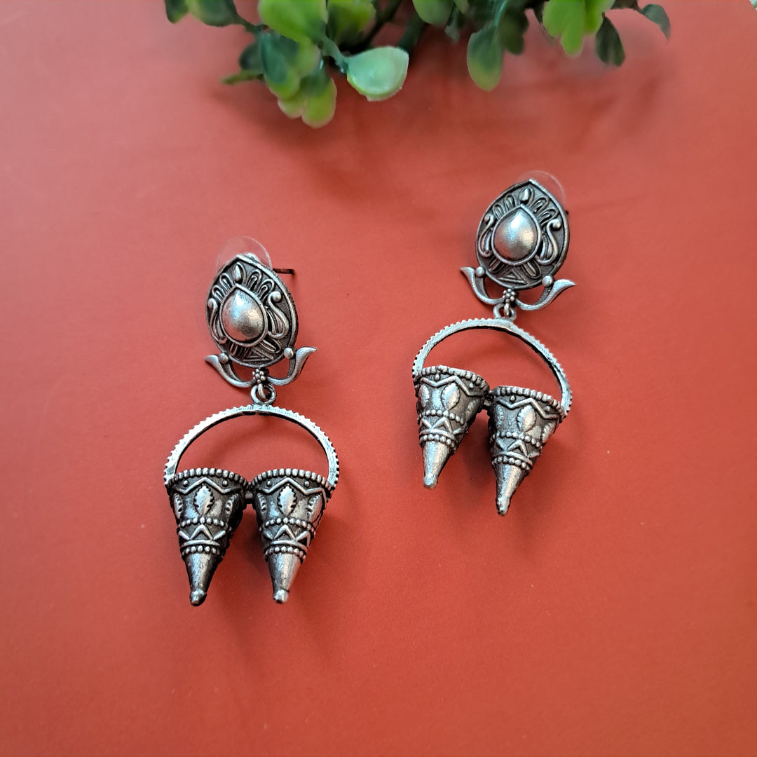 Ekani Anandita Quirky Silver Replica Brass Earrings