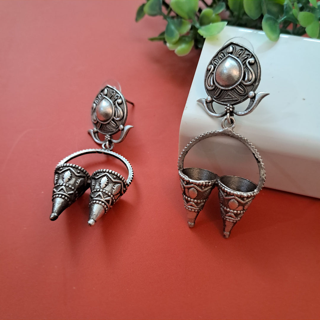 Ekani Anandita Quirky Silver Replica Brass Earrings