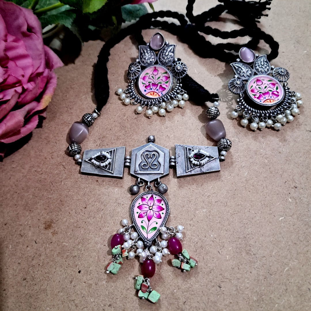 Ekani Adhyay Meenakari Handpainted Choker Set