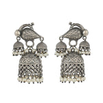 Load image into Gallery viewer, Ekani Antique Brass Silver Plated Pearl Jhumka Earrings
