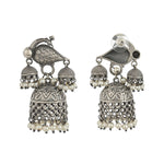 Load image into Gallery viewer, Ekani Antique Brass Silver Plated Pearl Jhumka Earrings
