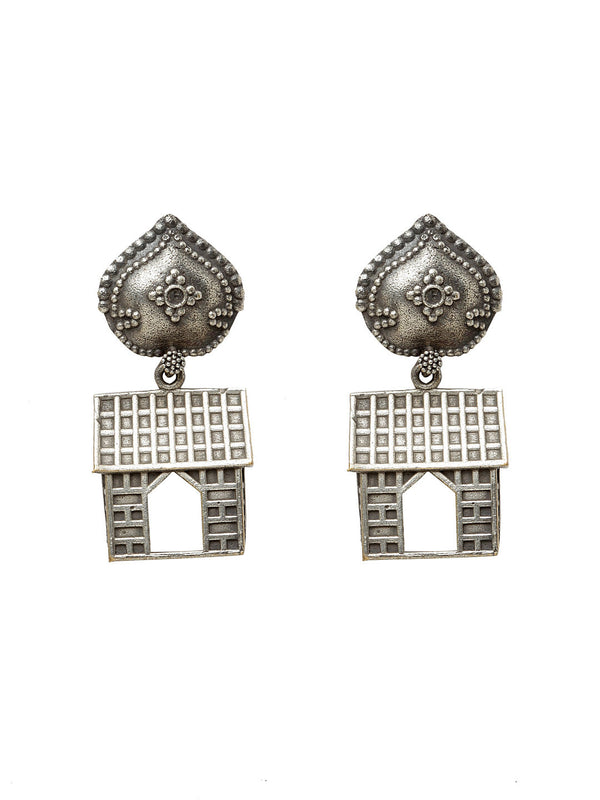 Ekani Gharonda Silver Plated Quirky Drop Earrings