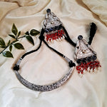 Load image into Gallery viewer, Ekani  Nivya Chitai Silver Antique Hasli Necklace With Big Size Fusion Earrings
