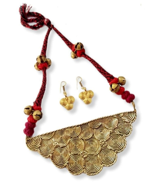 Ekani Charulata Dokra Brass Gold Polish Necklace Set