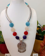 Load image into Gallery viewer, Ekani Zeenat German Silver Beads Handmade Hasli Necklace With Earring
