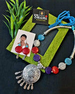 Load image into Gallery viewer, Ekani Zeenat German Silver Beads Handmade Hasli Necklace With Earring
