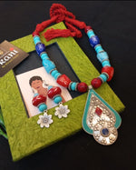 Load image into Gallery viewer, Ekani Jahan Blue Beads German Silver Handmade Tibetian Necklace With Earring
