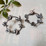 Load image into Gallery viewer, Ekani Bird Top Brass Silver Ring Earrings
