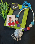 Load image into Gallery viewer, Ekani Zeenat German Silver Beads Handmade Hasli Necklace With Earring
