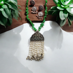 Load image into Gallery viewer, Ekani Mehar Green  Pearl Necklace With Earring
