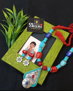 Load image into Gallery viewer, Ekani Jahan Blue Beads German Silver Handmade Tibetian Necklace With Earring
