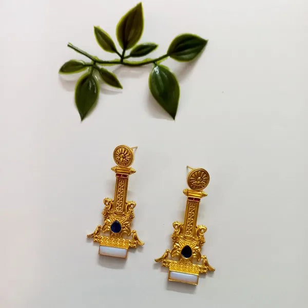 Ekani Brinda 1 Gram Gold Polish Brass Stone Earrings