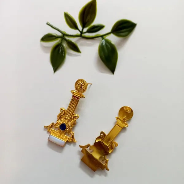 Ekani Brinda 1 Gram Gold Polish Brass Stone Earrings