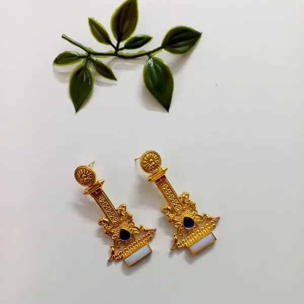 Ekani Brinda 1 Gram Gold Polish Brass Stone Earrings